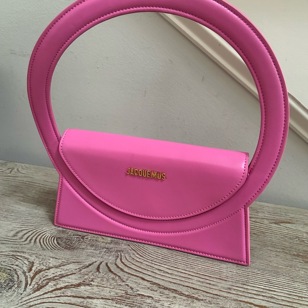 Jacquemus Vibrant Pink Clutch with Circular Handle